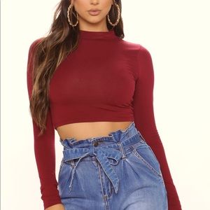 NWT Fashion Nova Long Sleeve Mock Neck Crop Top